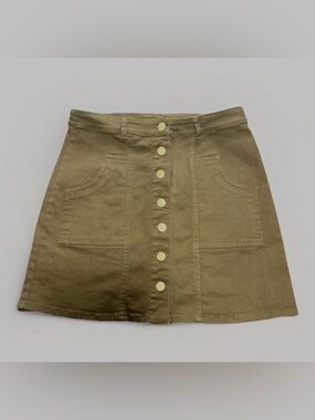 Altar'd State Black Denim Button-Front A-line Skirt